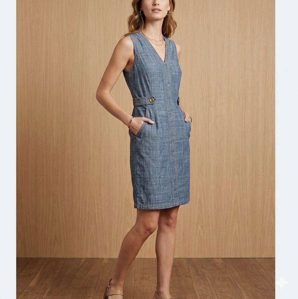 Liz Claiborne 100% Cotton Denim Sleeveless Dress Medium